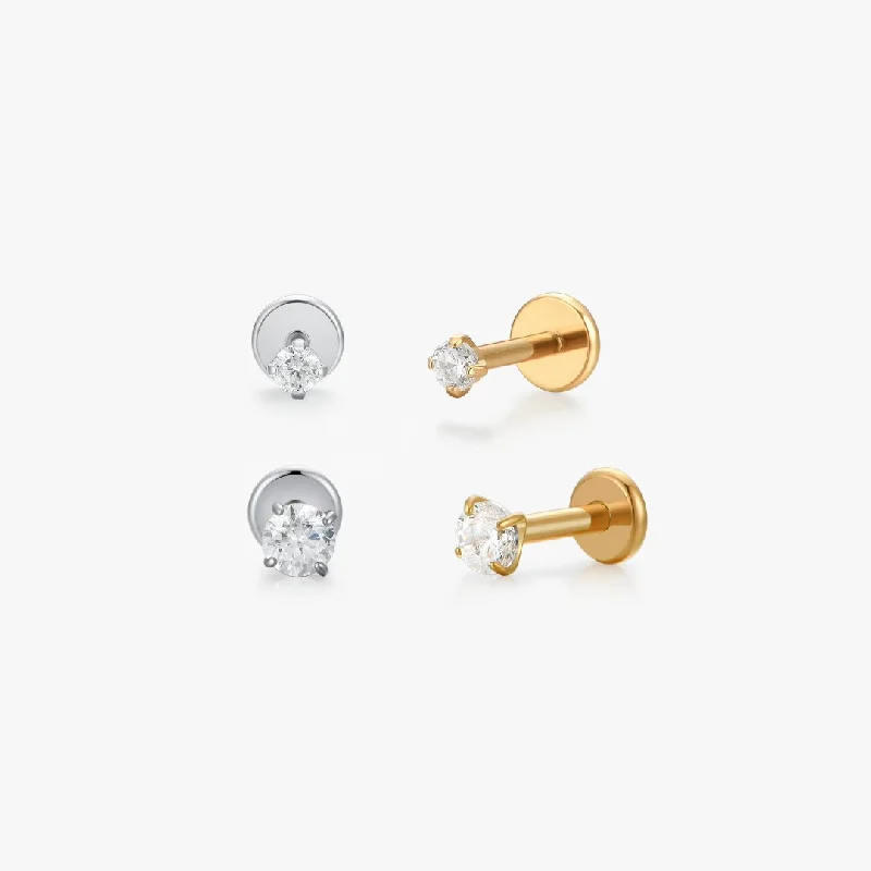 High-Quality Gemstone Jewelry For Special Occasions Titanium CZ Flat Back Stud (Single)
