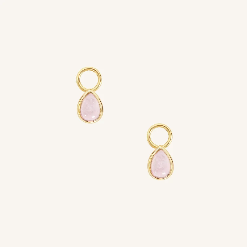 Huge Markdowns On Premium Jewelry Styles Rose Quartz Trove Hoop Charm (Set of 2)