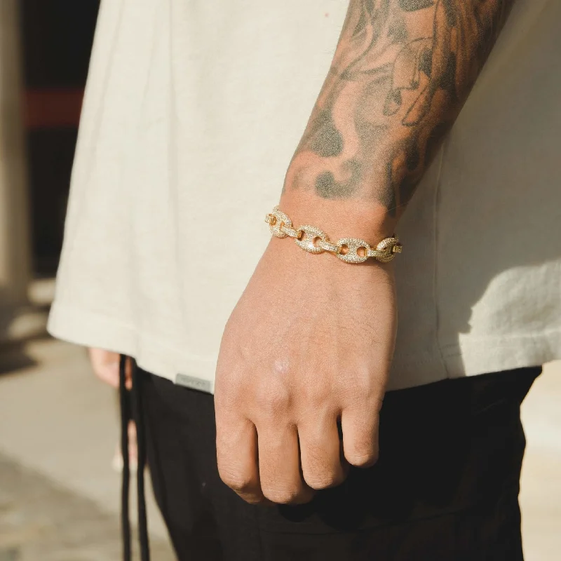 Timeless Elegance Now At Special Discounts 12mm Iced Mariner Link Bracelet - Gold