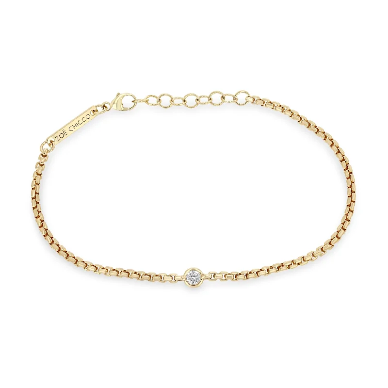 14k Floating Diamond Small Box Chain Bracelet