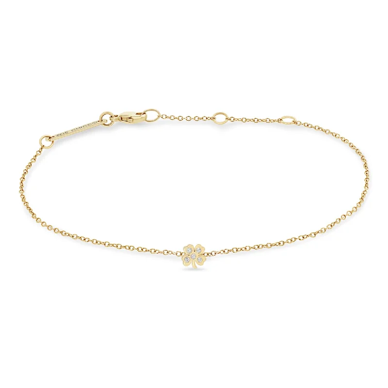 14k Itty Bitty Diamond Clover Bracelet