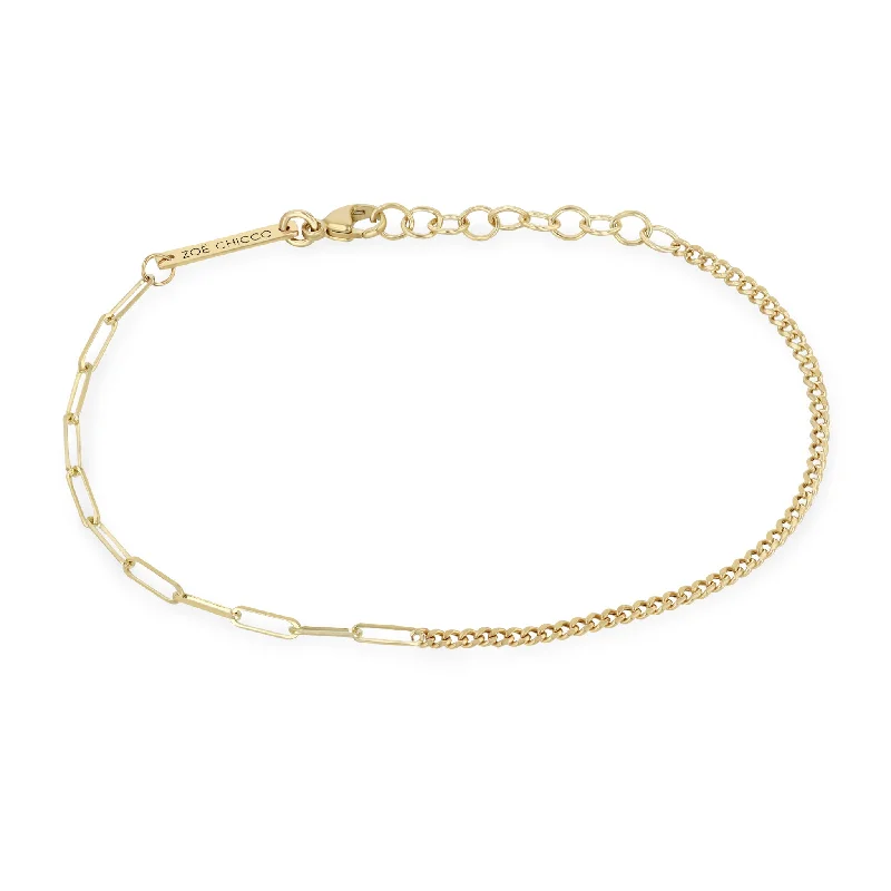 14k Mixed XS Curb & Small Paperclip Chain Bracelet