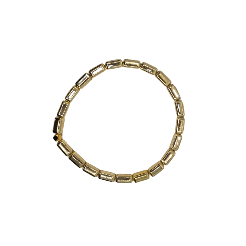 Flash Sale On Stunning Jewelry – Don't Miss Out 14Kt Gold Coated Hematite Rectangle Barrel 4x8mm Bracelet