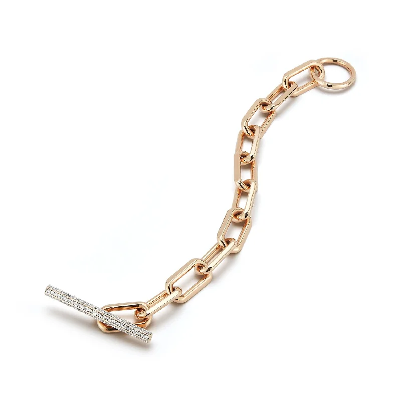 Fashion-Forward Jewelry At Incredible Prices SAXON JUMBO 18K CHAIN LINK DIAMOND TOGGLE BRACELET