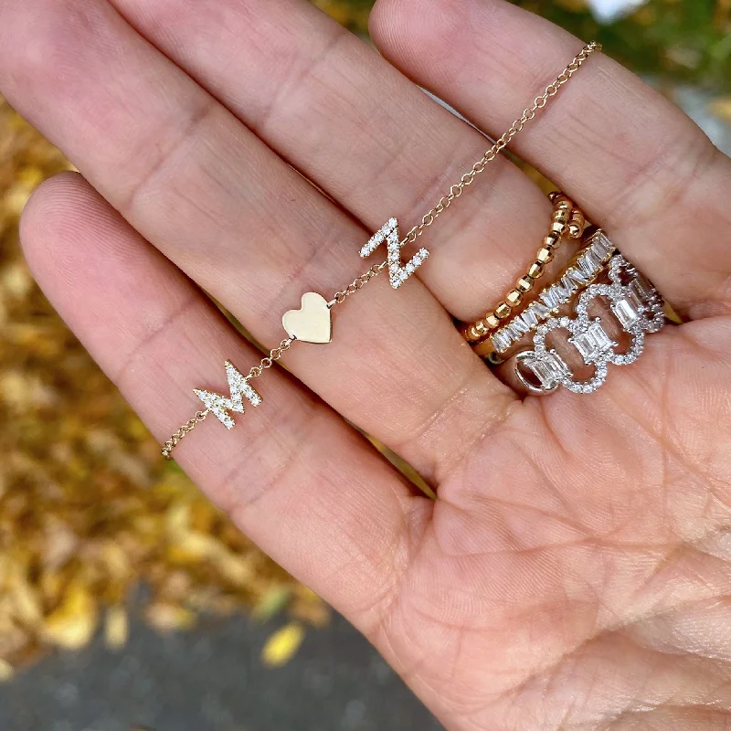 Flash Sale On Stunning Jewelry – Don't Miss Out 2 Diamond Letter with Gold Heart Bracelet