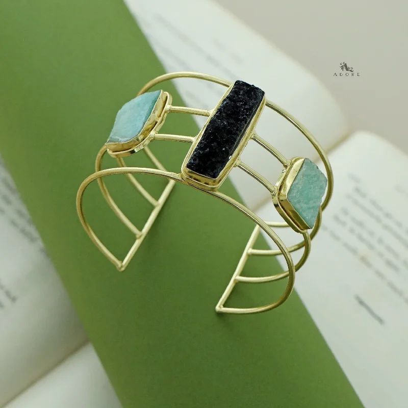 Shop Trending Jewelry With Exclusive Savings Golden 4 Layer Druzy + Raw Stone Bangle