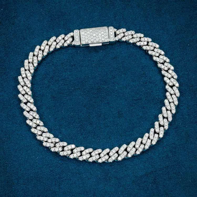 Dainty And Elegant Jewelry Now At Reduced Prices 6MM Moissanite Miami Cuban Link Bracelet - White Gold