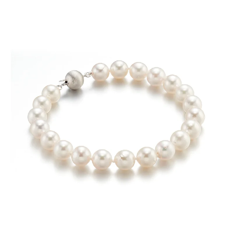 Premium Diamond Jewelry For Unforgettable Moments 7.5mm White Akoya Pearl Bracelet