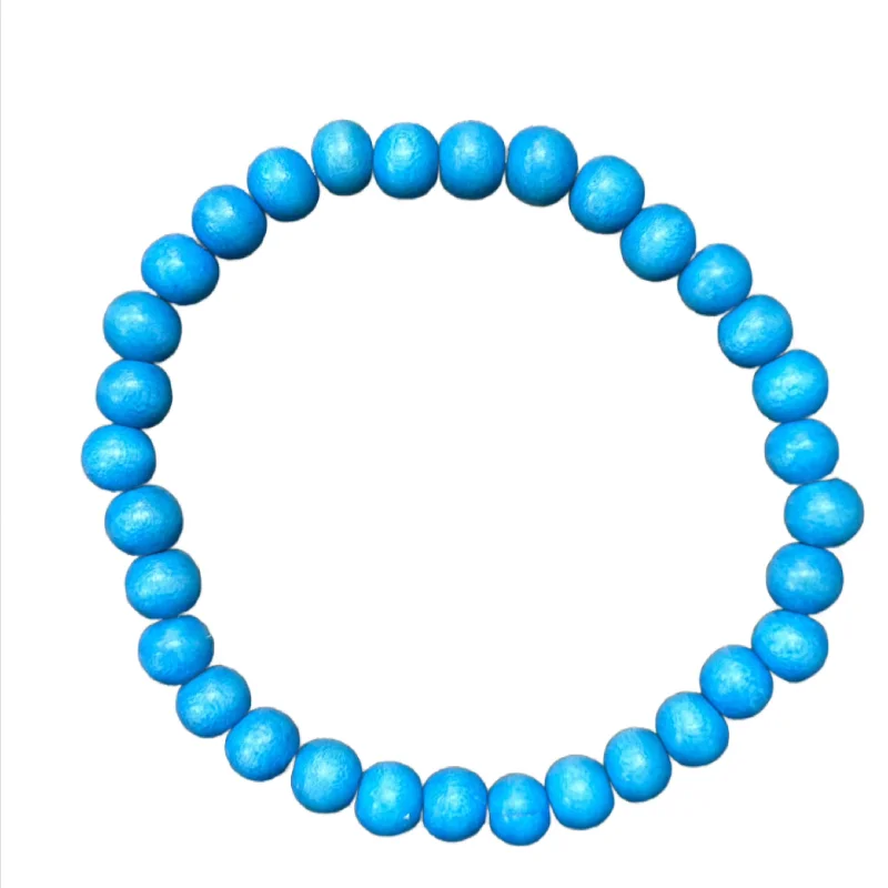 Azure Blue Wood 6mm Bracelet