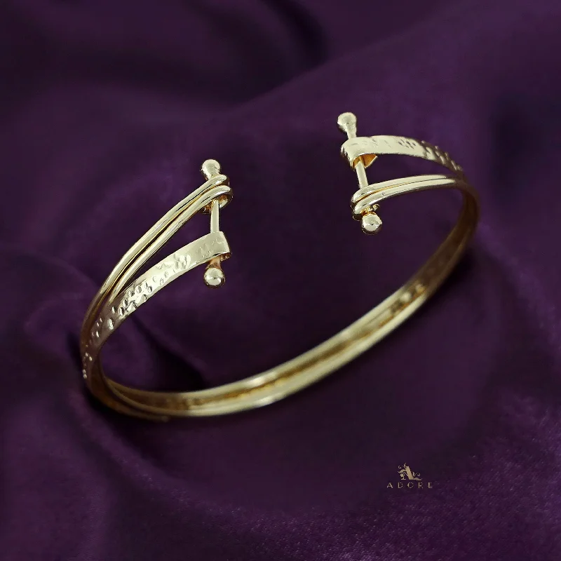Trendy Minimalist Jewelry For Everyday Wear Banupriya Golden 3 Layer Bangle