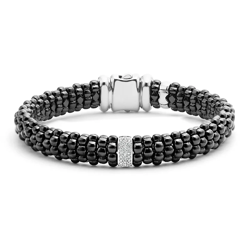 Exclusive Jewelry Offers – Sparkle For Less Black Caviar Single Station Ceramic Diamond Bracelet | 9mm