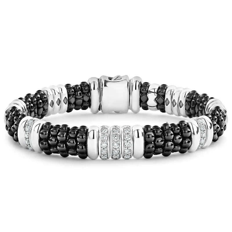 Your Dream Jewelry At Dream Prices – Shop Now Black Caviar Five Station Ceramic Diamond Bracelet | 9mm