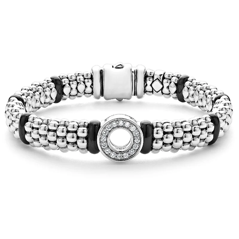 Special Offers On Handcrafted And Designer Jewelry Black Caviar Ceramic and Diamond Circle Bracelet | 9mm