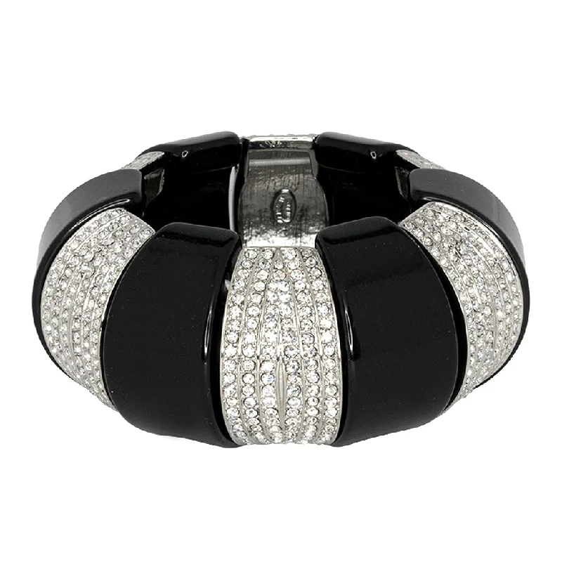 Black & Crystal Bars Dome Bracelet