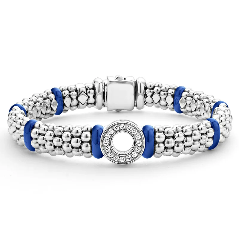 Blue Caviar Ceramic and Diamond Circle Bracelet | 9mm