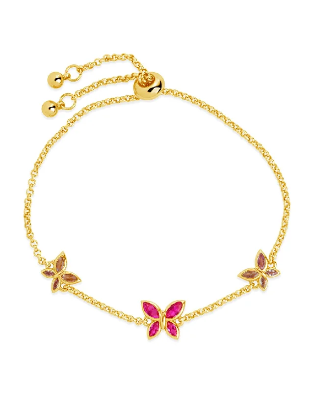 Caria CZ Butterfly Bolo Bracelet