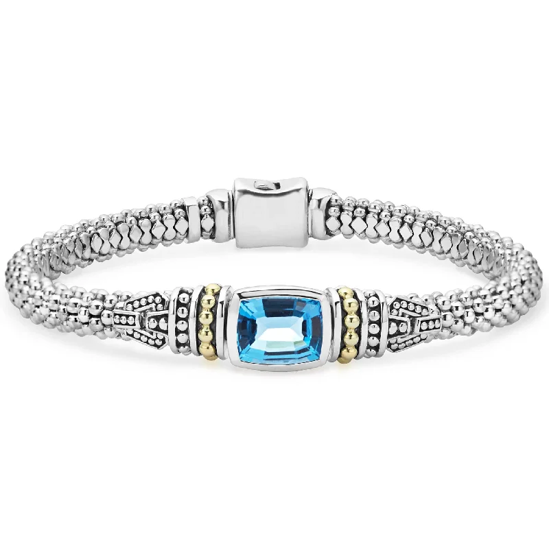 Luxury Jewelry Now At Special Promotional Rates Caviar Color Swiss Blue Topaz Caviar Bracelet | 6mm
