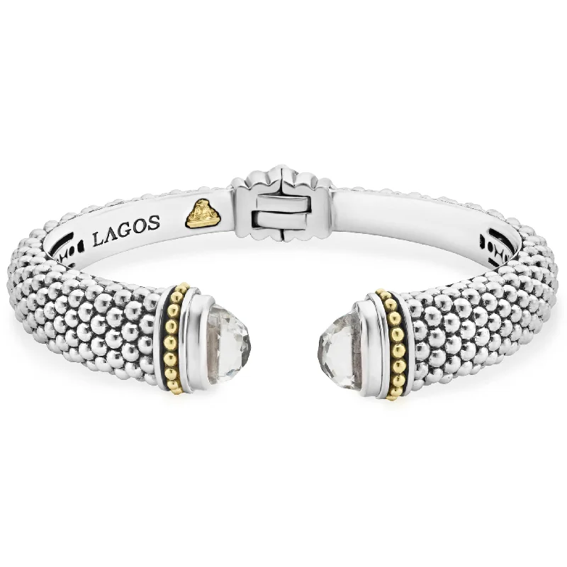 Handcrafted Jewelry Sale – Unique Designs At Low Prices Caviar Color White Topaz Cuff Bracelet | 12mm