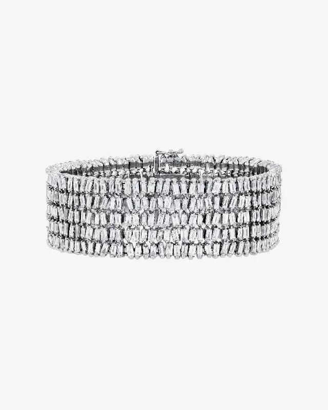 Unlock Unbeatable Jewelry Deals Before They’Re Gone Classic Diamond Five Row Full Baguette Tennis Bracelet