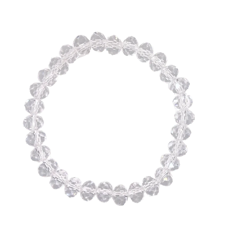 Clear Faceted Rondelle 8mm Bracelet