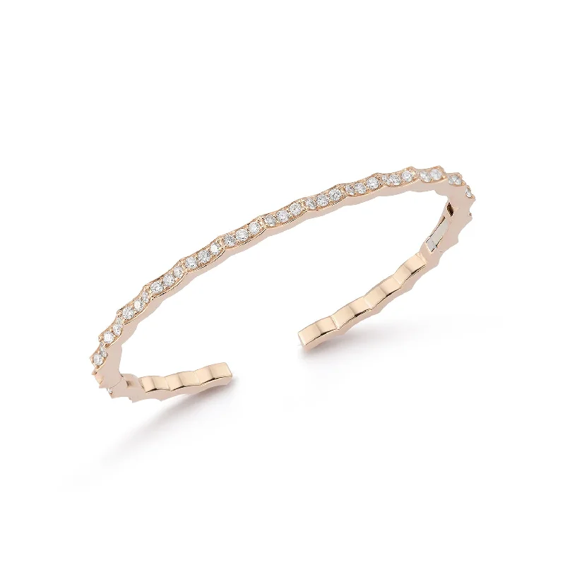 Clearance Sale On High-End Jewelry Collections CII 18K GOLD AND DIAMOND SCALLOPED HINGE BRACELET