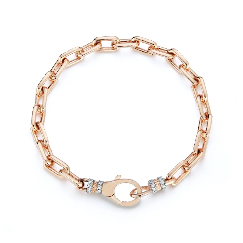 Affordable Gold-Plated Jewelry For Modern Fashion CLIVE 18K GOLD CHAIN LINK BRACELET WITH DIAMOND LOBSTER CLASP