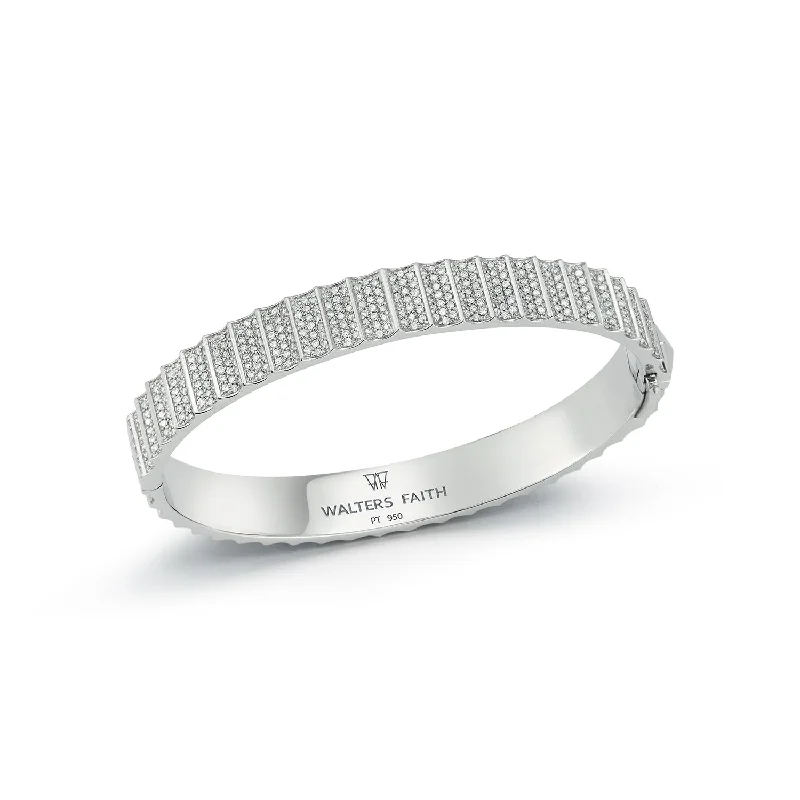 Seasonal Jewelry Deals – Elevate Your Style CII 18K WHITE GOLD AND ALL DIAMOND FLUTED BANGLE BRACELET