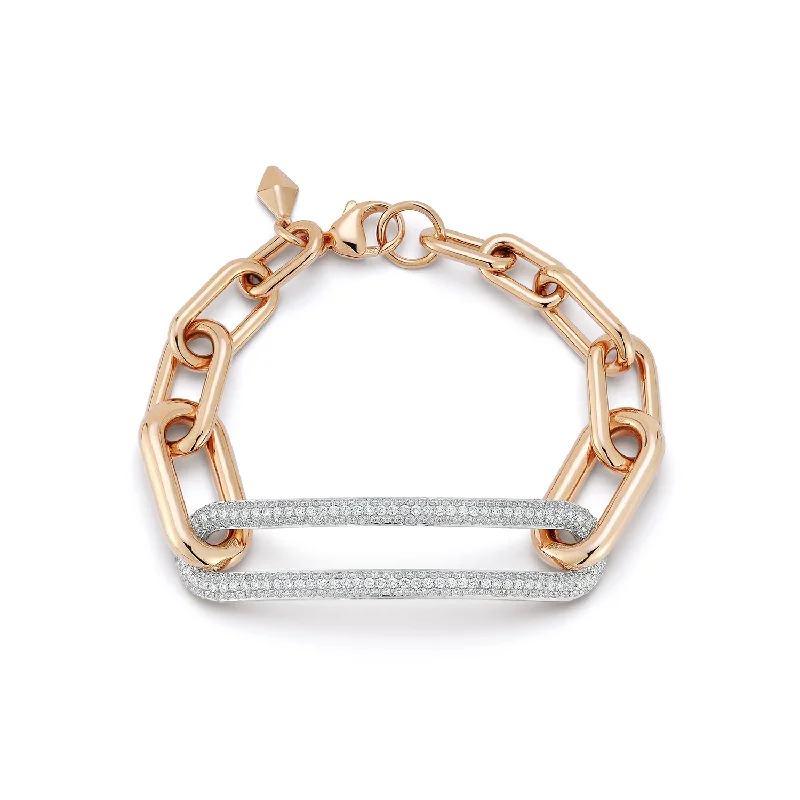 Shop Dazzling Jewelry At The Best Prices MORRELL 18K GOLD GRADUATING CHAIN LINK BRACELET WITH ELONGATED DIAMOND LINK