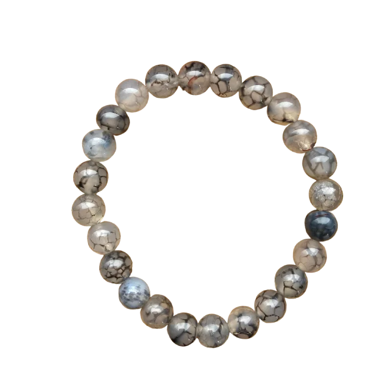 Grey Veins Agate 8mm Bracelet