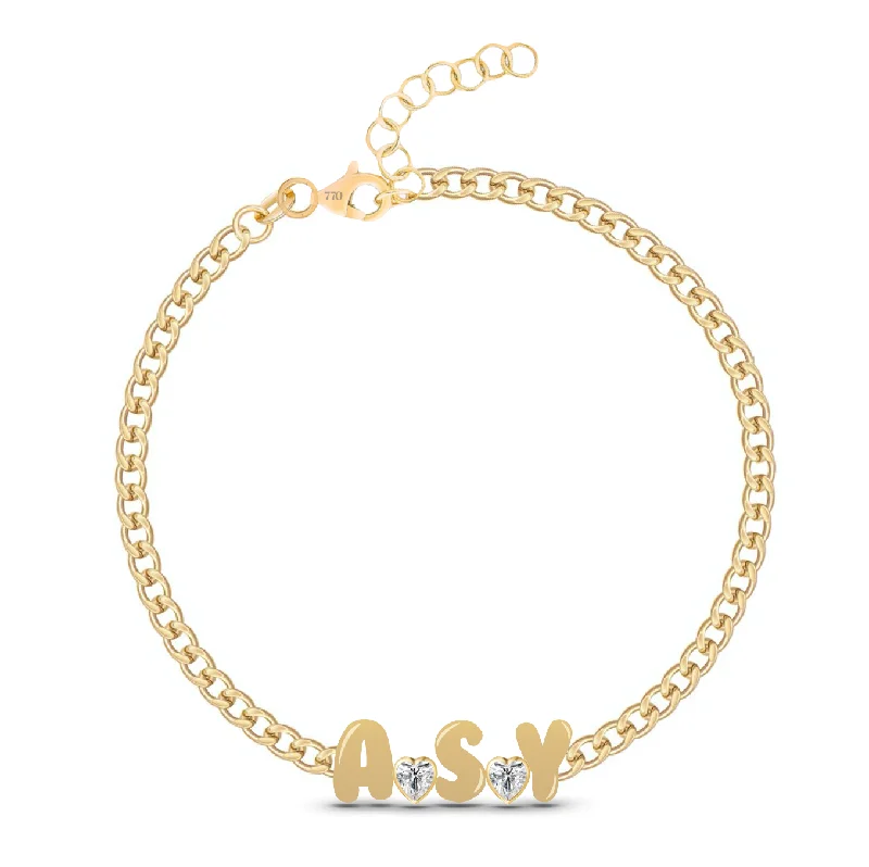 Custom Cuban Link Solid Initials + Mixed Shapes Bracelet