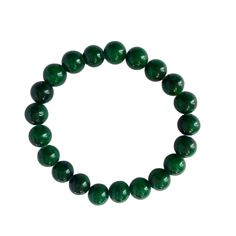 Dark Green Mountain Jade 8mm Bracelet