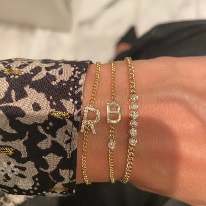 Modern Jewelry At Exclusive Discounts – Shop Today Diamond Initial on Cuban Chain Bracelet Modern Jewelry At Exclusive Discounts – Shop Today Diamond Initial on Cuban Chain Bracelet
