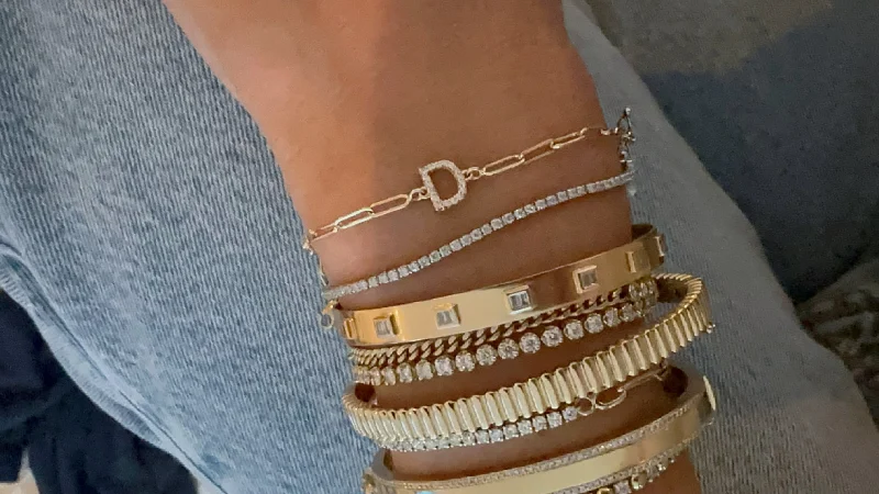 Trending Jewelry Styles Now At Limited-Time Discounts Diamond Initial on Mini Link bracelet