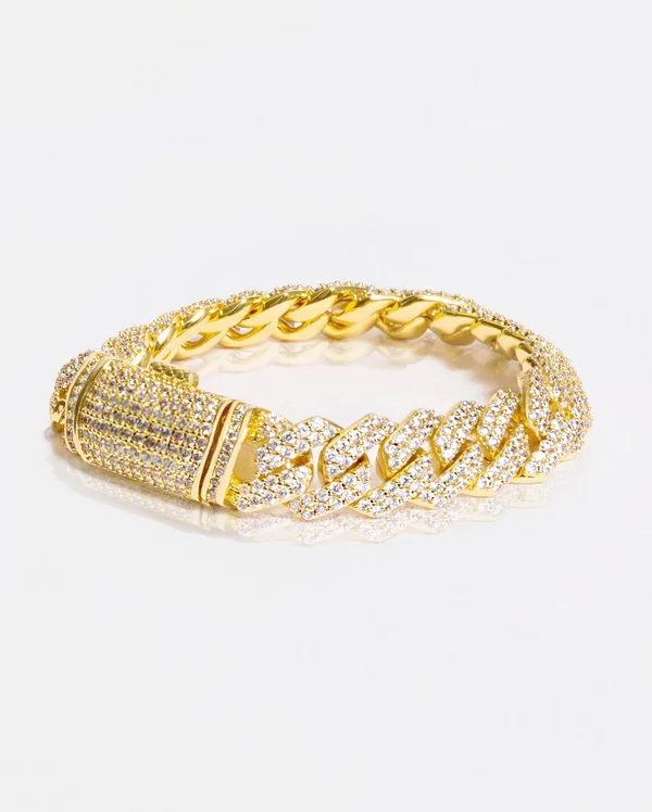 Jewelry Deals That Sparkle – Shop Today DIAMOND PRONG CUBAN BRACELET 14MM - Gold