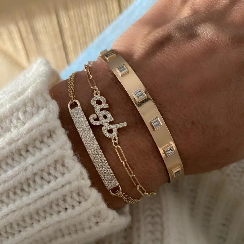 Chic And Stylish Jewelry At Exclusive Prices Diamond Monogram on Chain Link Bracelet