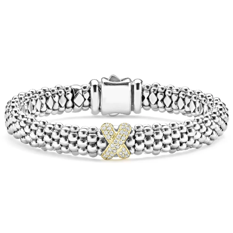 Embrace Two-Tone X Caviar Diamond Bracelet | 9mm