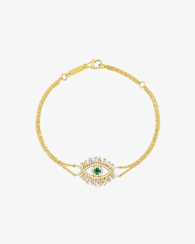 Premium Jewelry, Premium Discounts – Act Fast Evil Eye Midi Emerald Half Pavé Bracelet