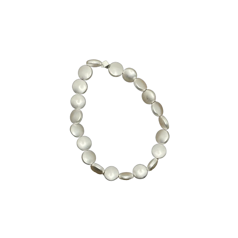 Exclusive Gemstone Jewelry At Special Prices Flat Circle Matte Silver 8mm Bracelet