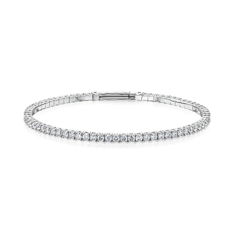 Flexible Diamond Eternity Bangle - White Gold