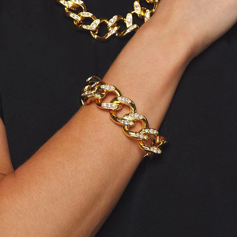 Gold and Crystal Link Bracelet