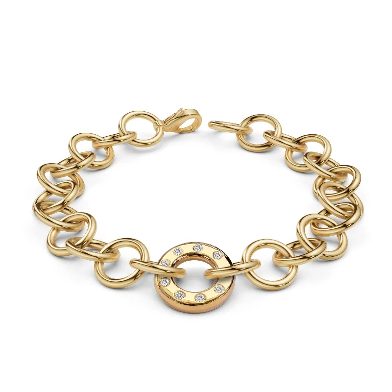 Bohemian-Inspired Jewelry For Free-Spirited Fashion Gold Handmade Circle Chain High Polished Diamond Bracelet