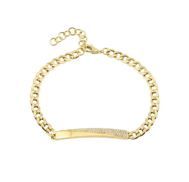 Dainty And Elegant Jewelry Now At Reduced Prices Gold Pave ID bar bracelet