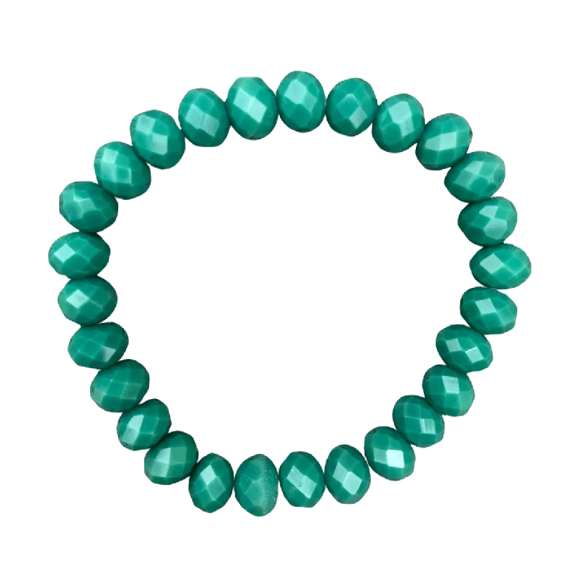 Green Jade Crystal Faceted Rondelle 8mm Bracelet