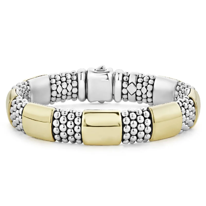 Timeless Jewelry At Special Discount Rates High Bar Gold Station Caviar Bracelet | 12mm Timeless Jewelry At Special Discount Rates High Bar Gold Station Caviar Bracelet | 12mm