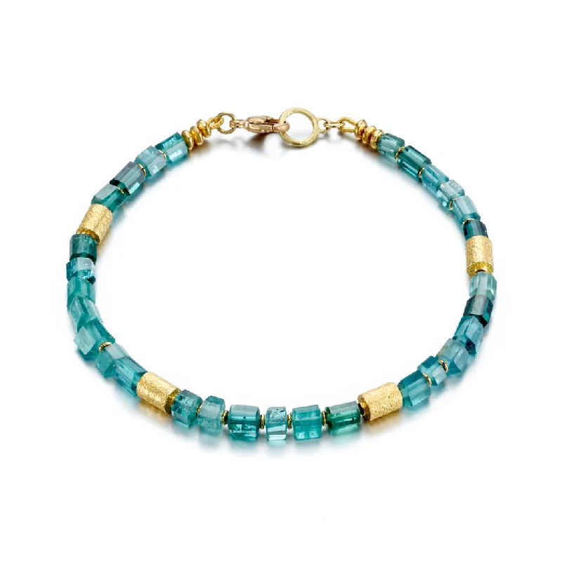 Affordable Gold-Plated Jewelry For Modern Fashion Indicolite Tourmaline Beaded Bracelet