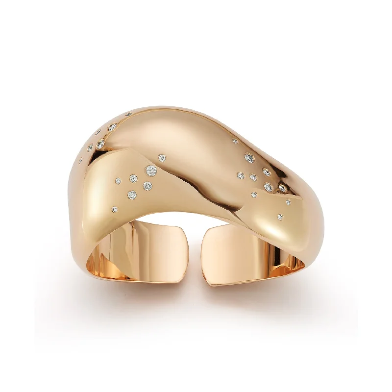 Grab Stylish Jewelry Before The Sale Ends JULIAN 18K GOLD WIDE WAVE CUFF WITH BURNISHED DIAMONDS Grab Stylish Jewelry Before The Sale Ends JULIAN 18K GOLD WIDE WAVE CUFF WITH BURNISHED DIAMONDS