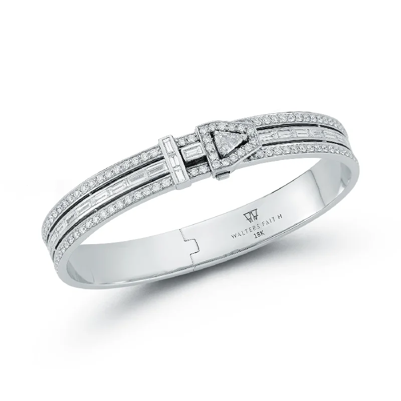 Elegant Jewelry Styles At Budget-Friendly Prices KEYNES PLATINUM AND DIAMOND BUCKLE BANGLE BRACELET Elegant Jewelry Styles At Budget-Friendly Prices KEYNES PLATINUM AND DIAMOND BUCKLE BANGLE BRACELET