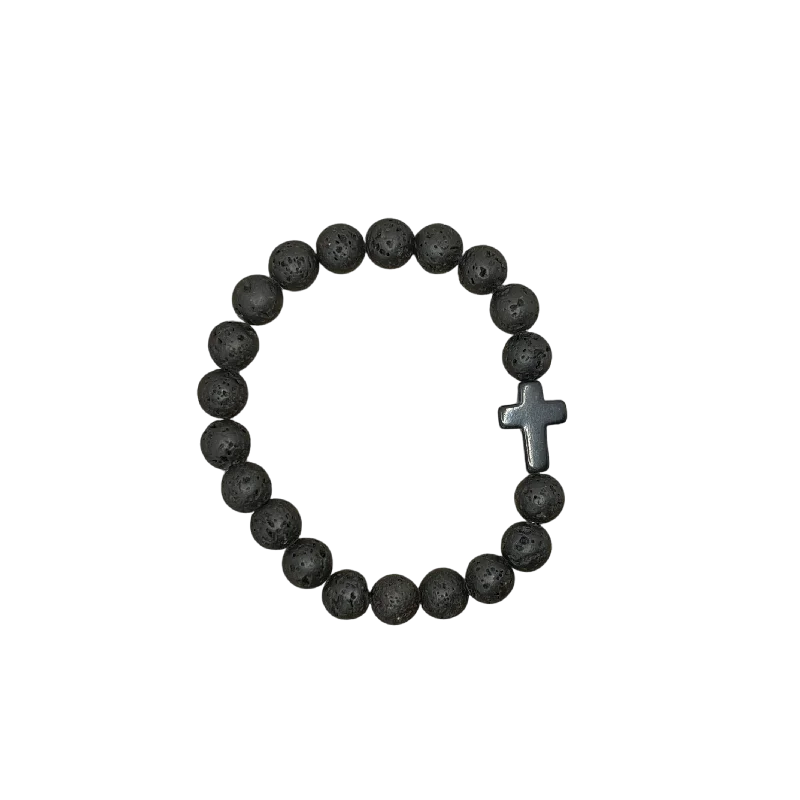 Premium Jewelry, Premium Discounts – Act Fast Black Stone Cross Lava Stone 8mm