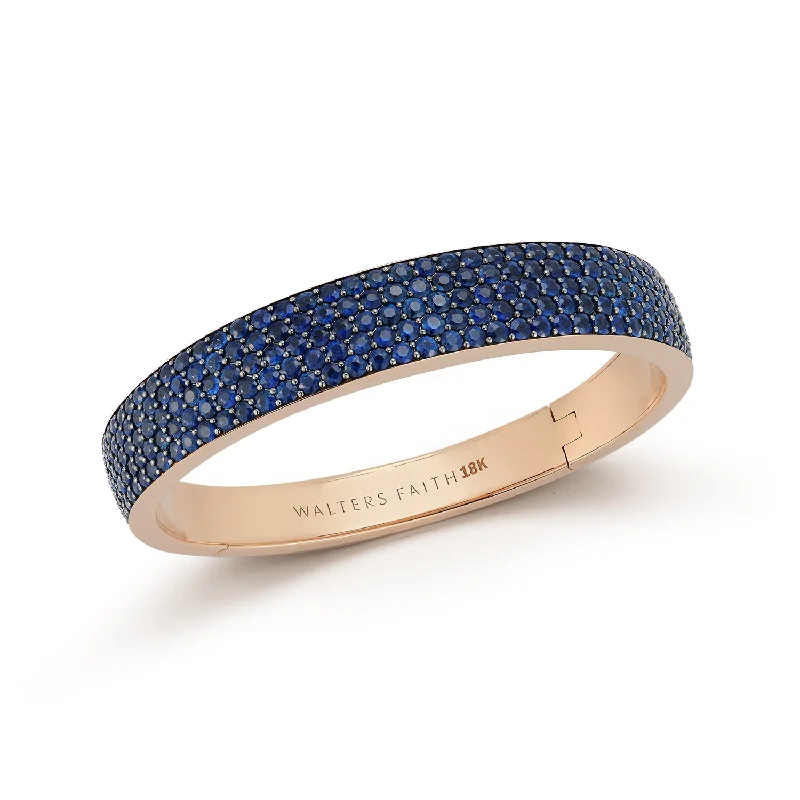 Dazzle With Discounts – Shop Jewelry On Sale LYTTON 18K GOLD AND ALL PAVE BLUE SAPPHIRE BOMBE BRACELET