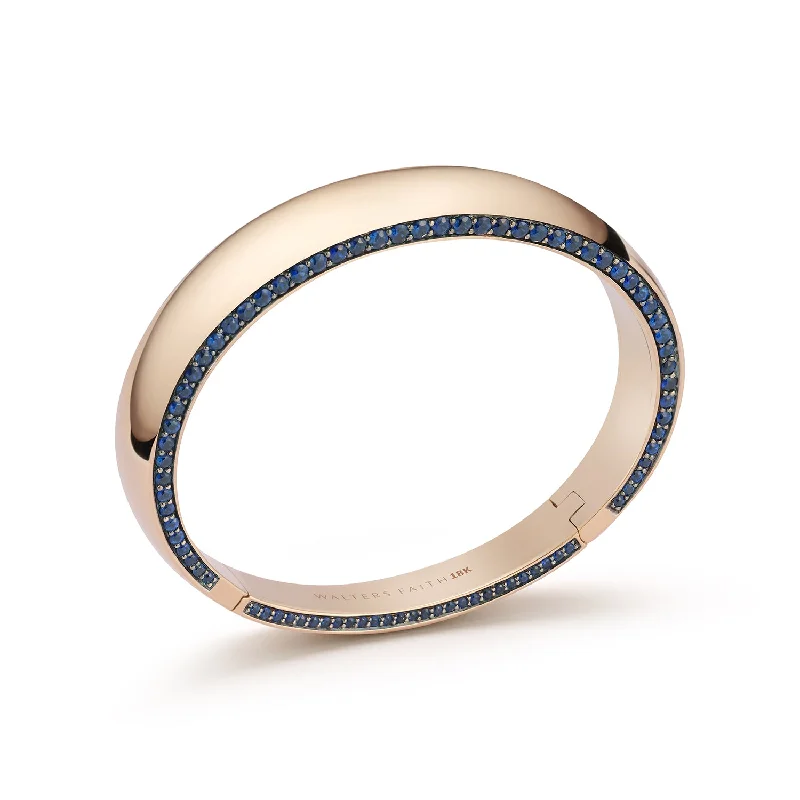 Limited-Stock Jewelry Sale – Once It's Gone, It's Gone LYTTON 18K GOLD AND BLUE SAPPHIRE EDGE BOMBE BANGLE BRACELET